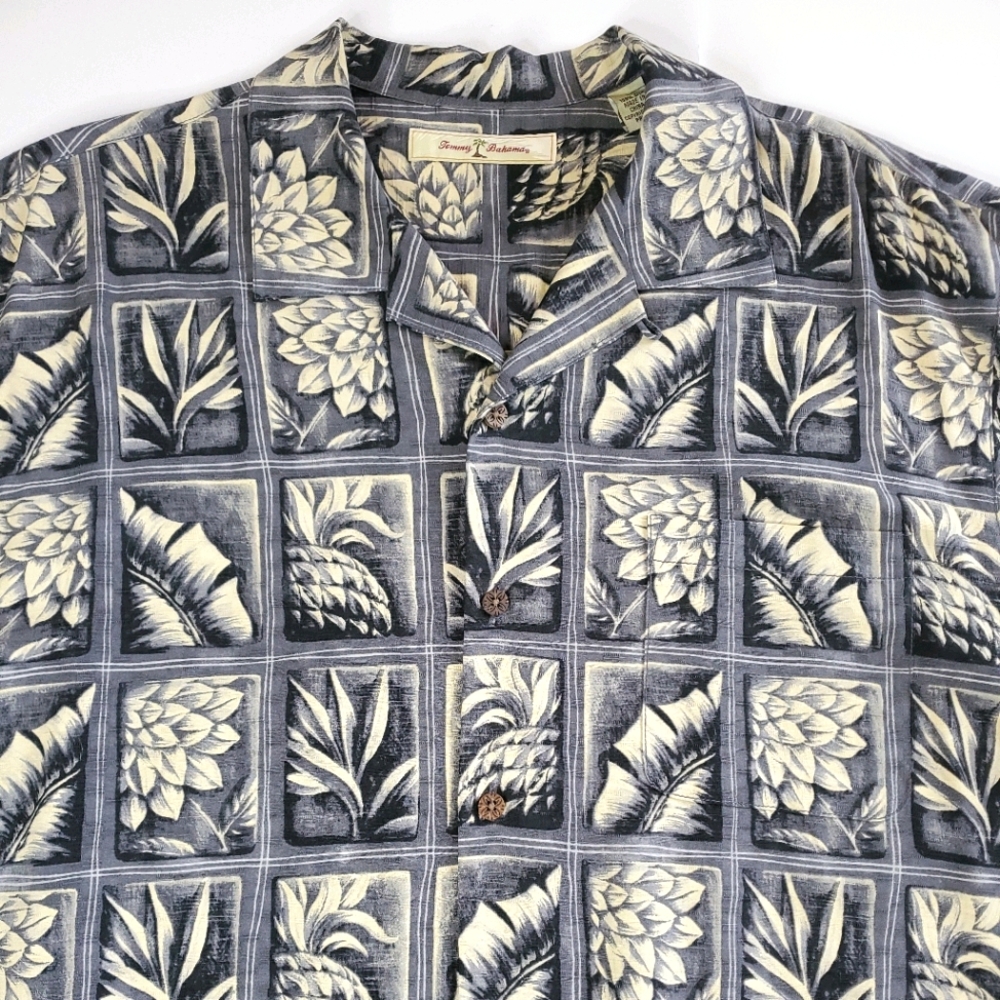 Tommy Bahama Silk Pineapple Button Down Shirt Lge